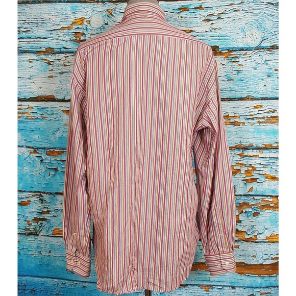 Zara Button Down Shirt Mens Size 17 Long Sleeve Shirt Striped Cotton Shirt - Picture 8 of 8